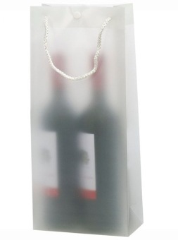 Wijntas <br>2-fles Frosted<br>17x9x38cm (BxDxH) 1-kleur