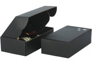 2-flesWijndoos Nieuwjaar 18.5x9.5x34cm (BxHxL),3-kleuren